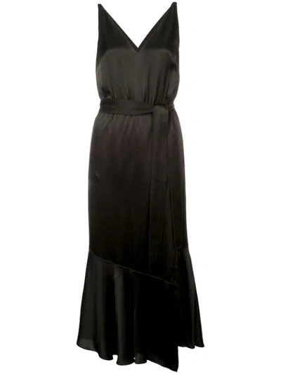 Derek Lam 10 Crosby Belted V-neck Cami Dress With Asymmetric Hem - Black