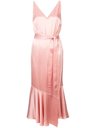 Derek Lam 10 Crosby Belted V-neck Cami Dress With Asymmetric Hem - Pink