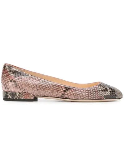 Jimmy Choo Jessie Flat Rosewood Mix Painted Desert Python Round Toe Flats In Pink