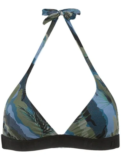 Track & Field Printed Bikini Top In Blue