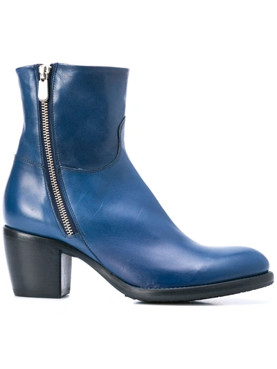 Rocco P Zipped Ankle Boots In Blue