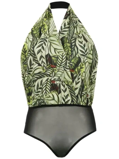 Andrea Marques Halterneck Bodysuit In Green