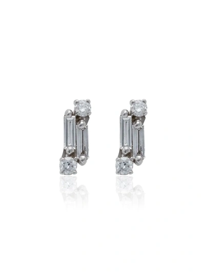 Suzanne Kalan 18k White Gold Diamond Earrings In Metallic