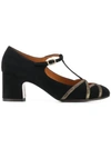 Chie Mihara T-bar Embroidered Pumps In Black