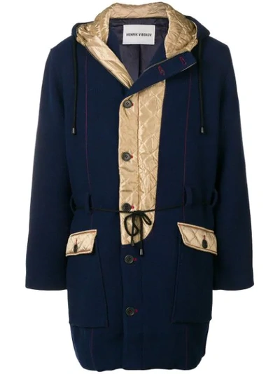 Henrik Vibskov Quilted Duffle Coat In Blue