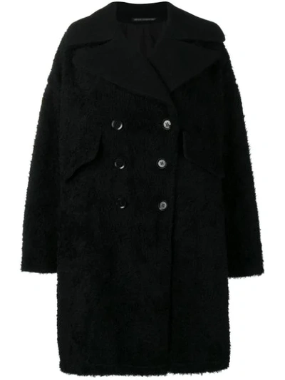 Yohji Yamamoto Furry Midi Coat - Black
