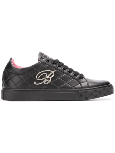 Blumarine Logo Plaque Platform Trainers In Black