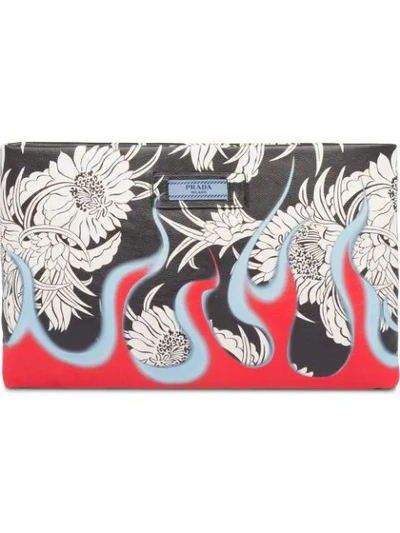 Prada Floral Flame Print Clutch Bag - Multicolour