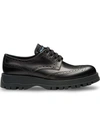 Prada Leather Derby Shoes With Rubber Sole In Black