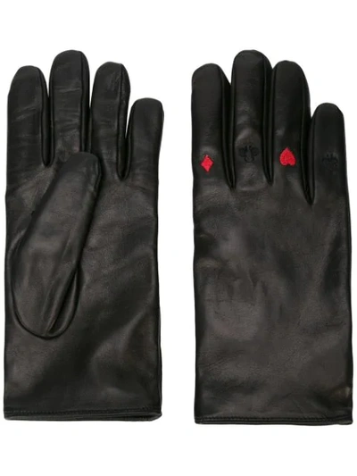 Yang Li Card Suit Embroidered Gloves In Black