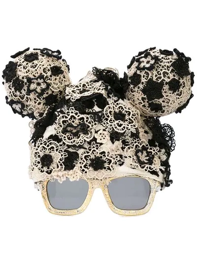 Kuboraum Floral Lace Shaped Sunglasses In Black