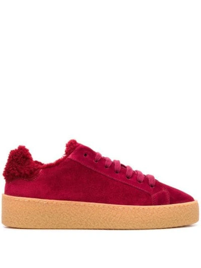 Dsquared2 Shearling-lined Sneakers In Red