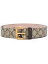 Gucci Gg Supreme Belt With Kingsnake Print - Neutrals In Nude & Neutrals