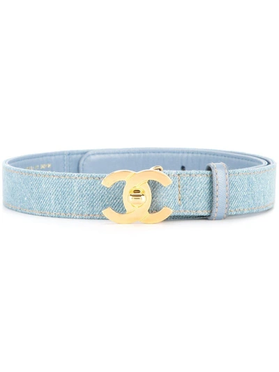 Pre-owned Chanel Vintage Cc Turnlock Belt - Blue