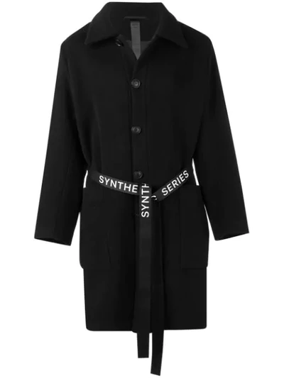 Odeur Belted Single Breasted Coat In Black