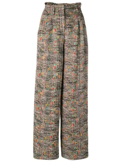 Missoni High Rise Palazzo Trousers In Brown