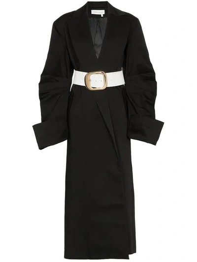 Aleksandre Akhalkatsishvili Ruched Sleeve Cotton Trench In Black