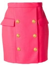 Balmain Button Detail Short Skirt In Pink