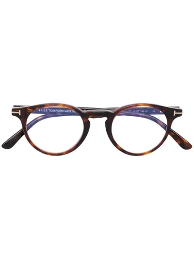 Tom Ford Eyewear Round Acetate Glasses - 棕色 In Brown