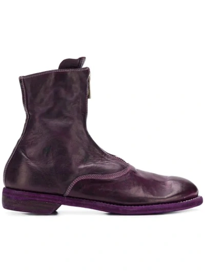 Guidi Zipped Front Ankle Boots In Purple