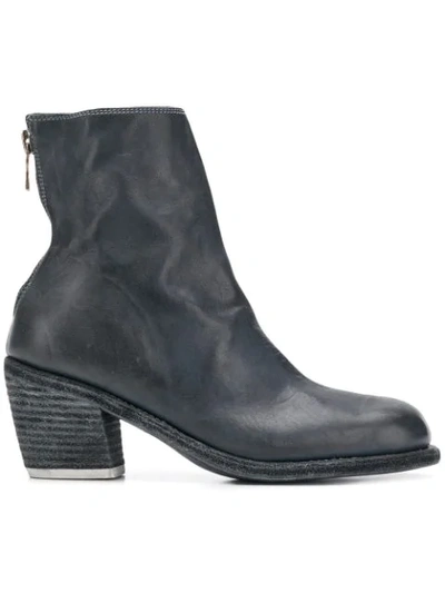 Guidi Rear Zip Ankle Boots In Blue