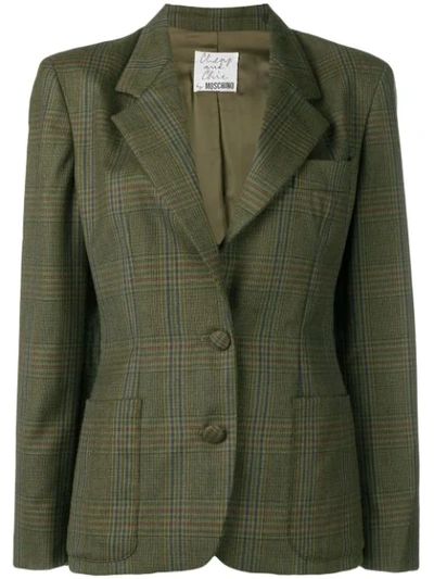 Pre-owned Moschino Vintage Check Blazer In Green