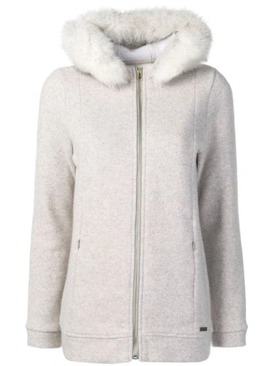 Woolrich Zipped-up Coat In Grey