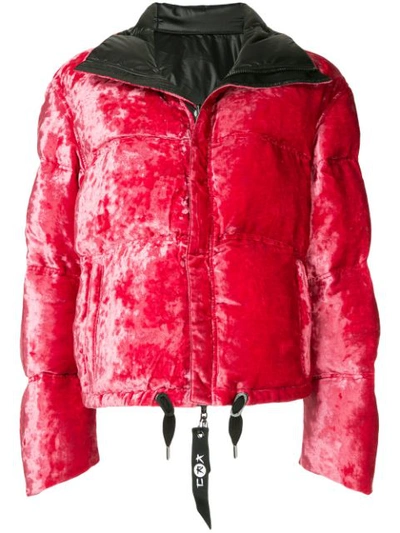 Kru Reversible Velvet Puffer Jacket - Pink