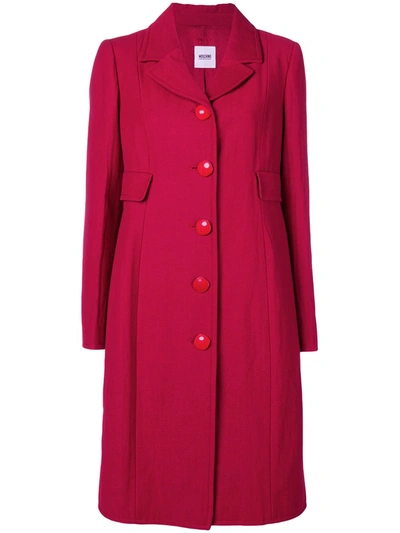 Pre-owned Moschino Vintage Single Breasted Midi Coat In Red