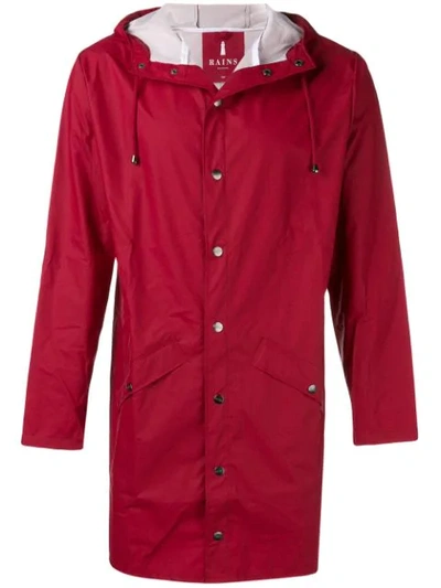 Rains Water-resistant Hooded Coat In Red