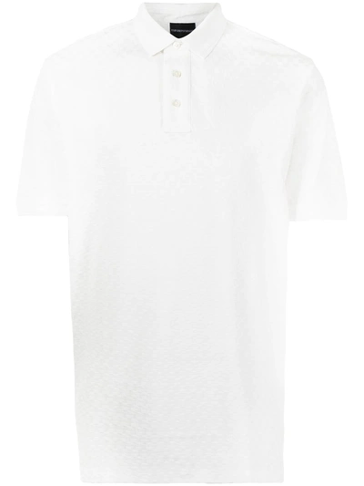 Emporio Armani Interwoven Cotton Polo Shirt In White