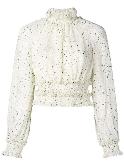 Giambattista Valli Polka Dot Blouse In White