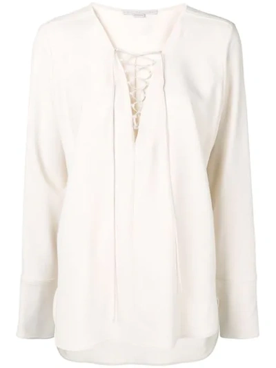 Stella Mccartney Lace Detail Loose Blouse In Neutrals