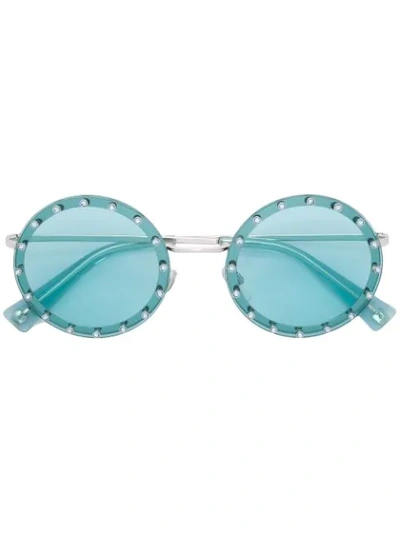 Valentino Embellished Crystals Sunglasses In Blue