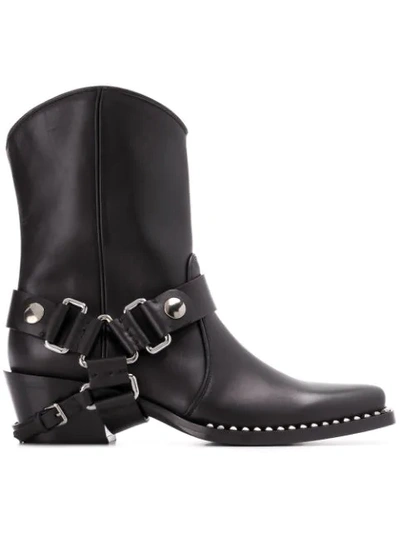 Miu Miu Buckled Cowboy Boots In Black