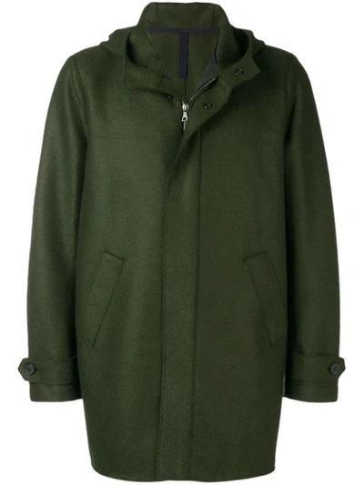 Harris Wharf London Short Hooded Coat In Green