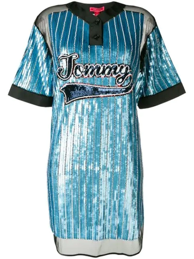 Tommy Hilfiger Sequinned Football Jersey Dress - Blue