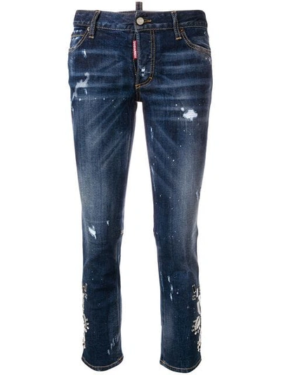 Dsquared2 Cropped Skinny Jeans In Blue