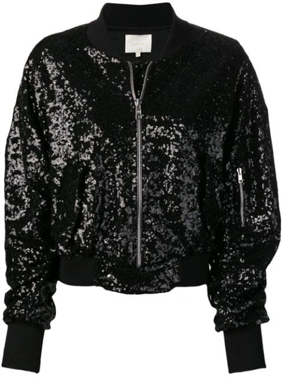 Amen Sequined Bomber Jacket In Nero