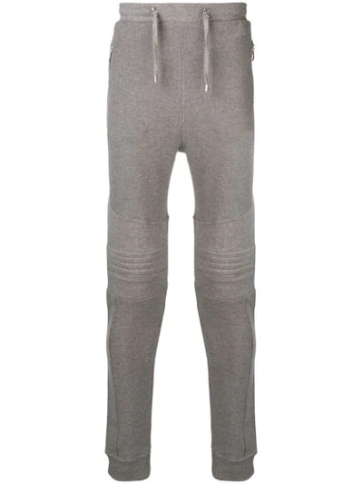 Balmain Ribbed Track Trousers In Grey