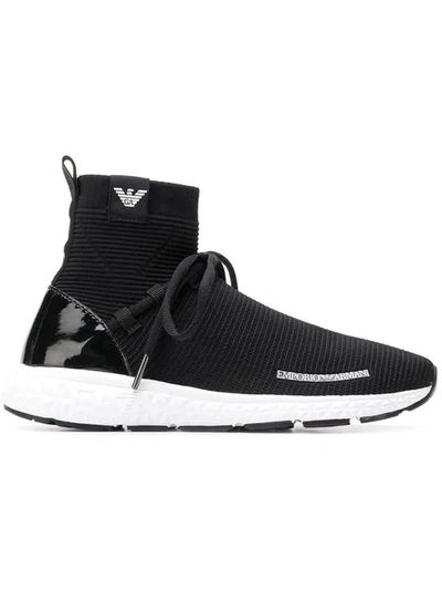 Emporio Armani Sock-sneakers - Schwarz In Black