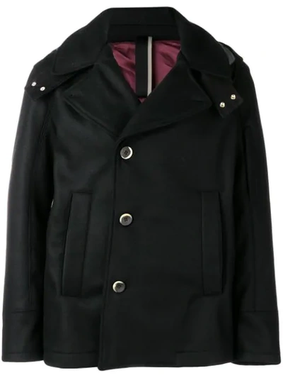 Low Brand Hooded Fitted Coat - Black