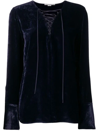 Stella Mccartney Lace-up Blouse In Blue