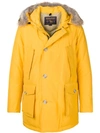 Woolrich Short Hooded Padded Coat In Yellow