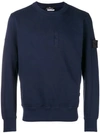 Stone Island Shadow Project Garment Dyed Drop Pocket Crewneck Sweatshirt In Blue