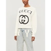 Gucci Logo-print Cotton-jersey Sweatshirt In Natural Black