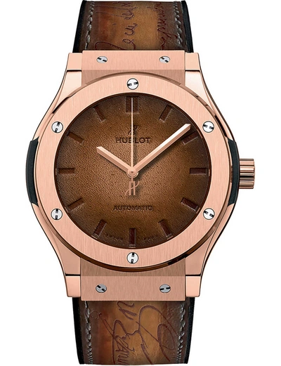 Hublot 511.ox.0500.vr. Ber16 Classic Fusion Berluti 18k King Gold Watch In Gold