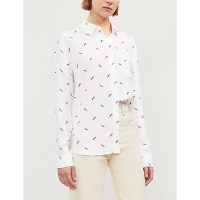 Rails Kate Chilli-print Crepe Shirt In White Chilis