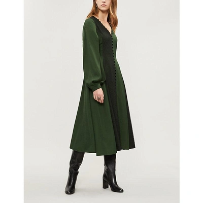 Adeam Button-detailed Crepe Dress In Jade Green
