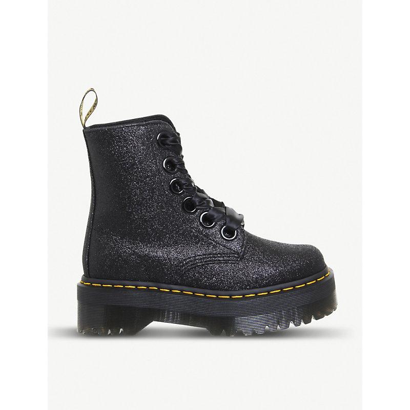 dr martens molly black glitter chunky flatform boots